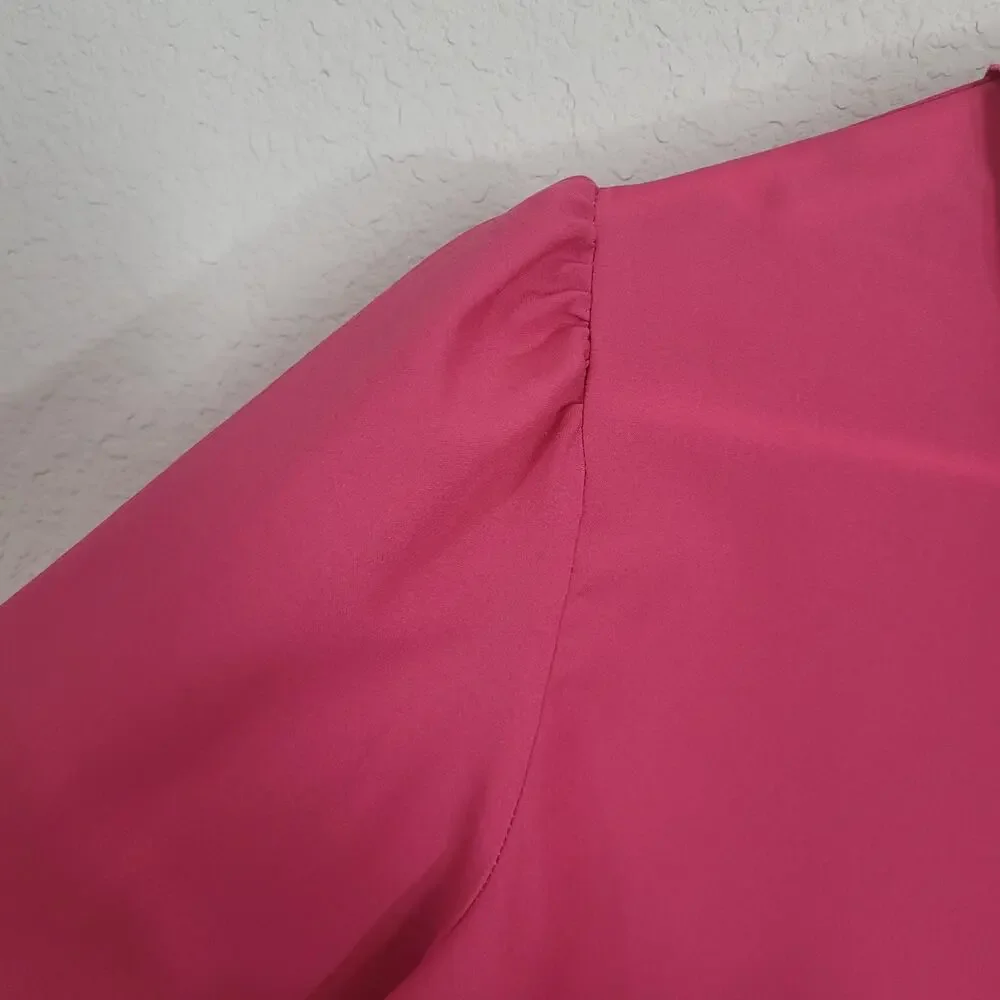 Vintage Blouse Donnkenny Women Size 10 / 12  Pink Bow neck office 80s 90s Office - Picture 8 of 11